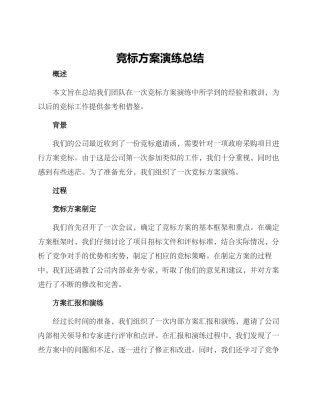 竞标方案演练总结