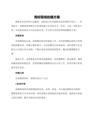 竞标现场拍摄方案