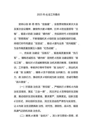 2025年党建设工作要点