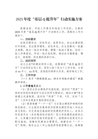 2025年度“基层党建提升年”行动实施方案