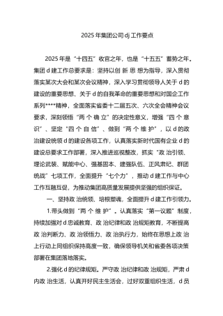 2025年集团公司党建工作要点
