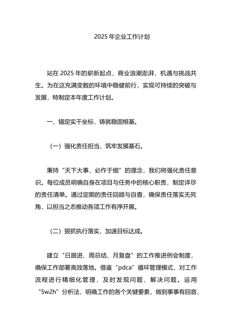 2025年企业工作计划_第1页