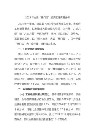 2025年全县“开门红”经济运行情况分析