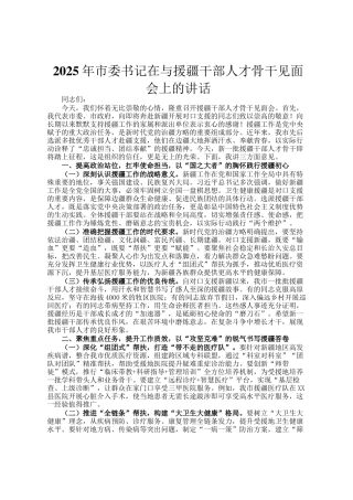 2025年市委书记在与援疆干部人才骨干见面会上的讲话