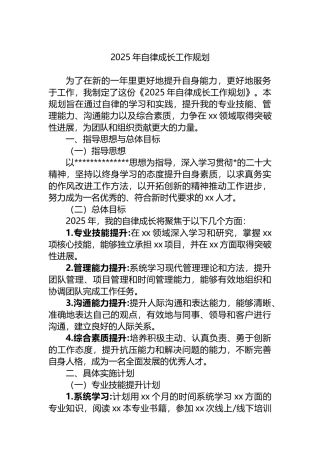 2025年自律成长工作规划