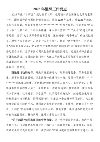 2025年组织工作要点