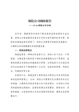保险公司调研报告