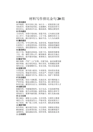 材料写作排比金句20组