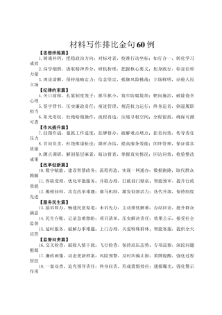 材料写作排比金句60例