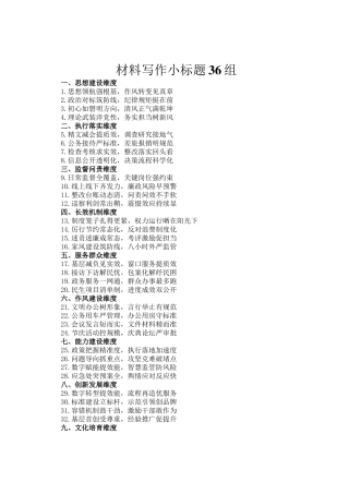 材料写作小标题36组