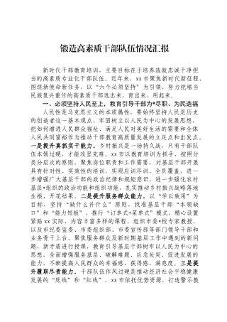 锻造高素质干部队伍情况汇报