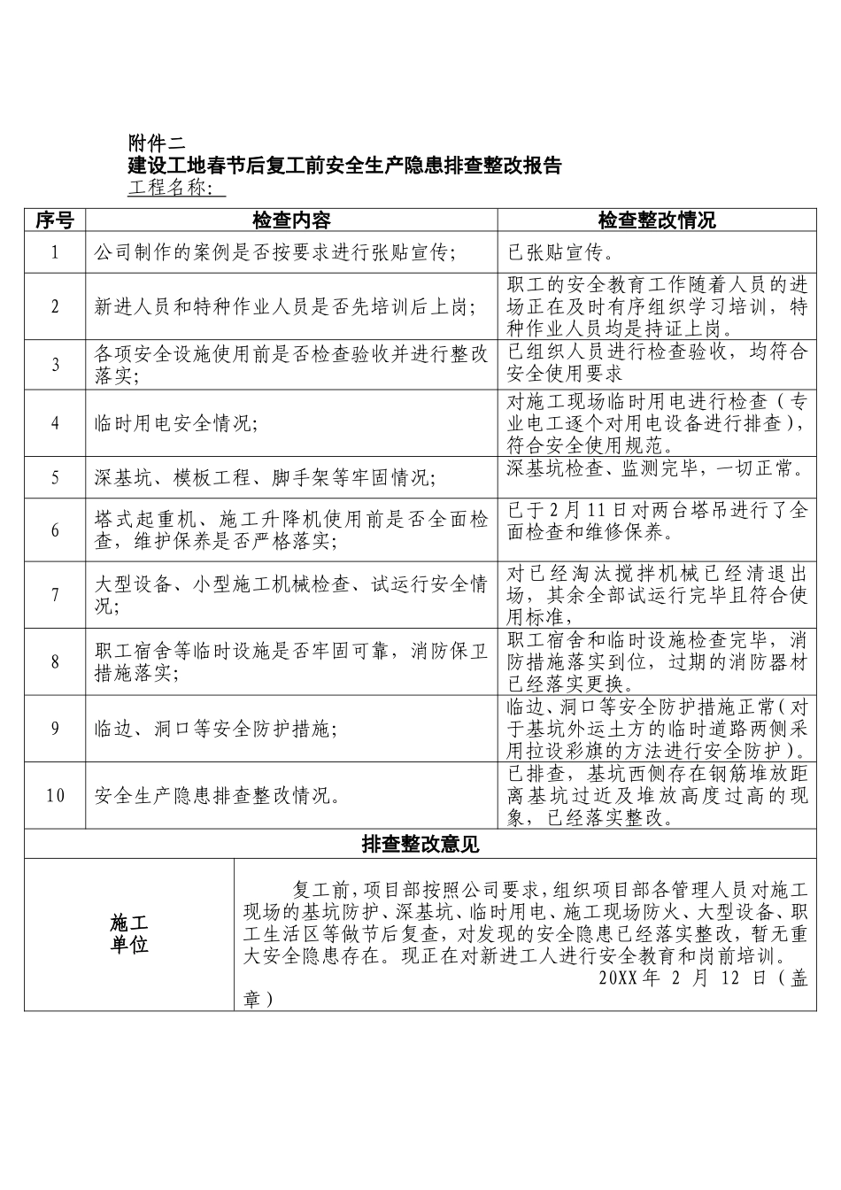 节前停工及节后复工安全隐患排查表 (2)_第2页