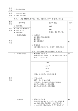 网球课专业教案