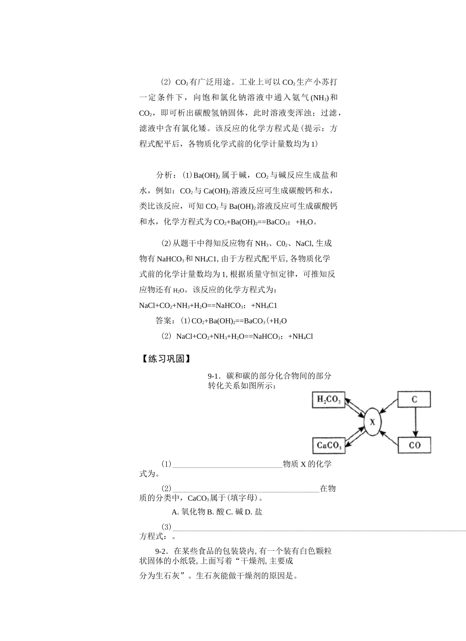 中考复习 [初中化学解题思路与训练] 碳与碳的化合物的相互转化_第3页