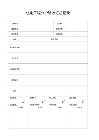 分户验收表格全部