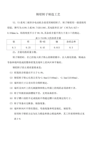 铸铝转子制造工艺