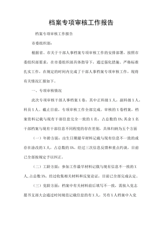 档案专项审核工作报告