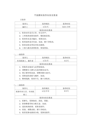 设备保养内容及要求