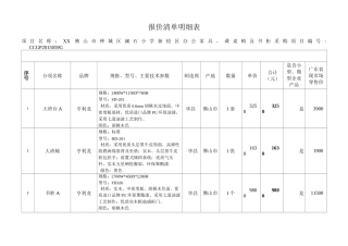 小学新校区办公家具、课桌椅及书柜采购报价清单明细表