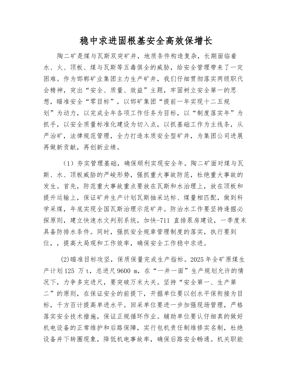 稳中求进固根基安全高效保增长_第1页