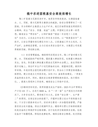 稳中求进固根基安全高效保增长