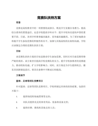 竞赛队扶持方案