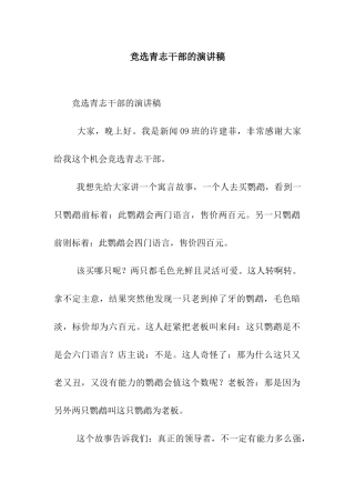 竞选青志干部的演讲稿