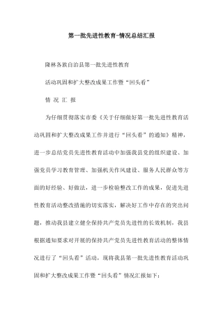 第一批先进性教育-情况总结汇报
