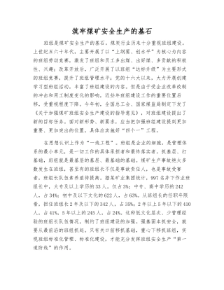 筑牢煤矿安全生产的基石