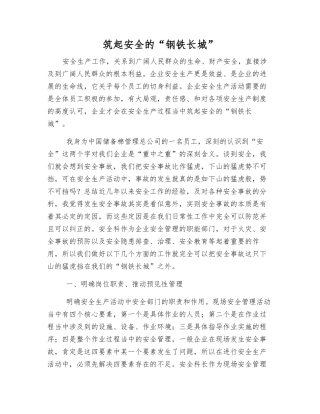 筑起安全的“钢铁长城”