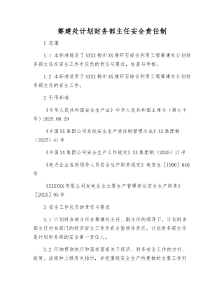 筹建处计划财务部主任安全责任制