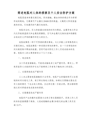 简述电弧对人体的伤害及个人安全防护方案