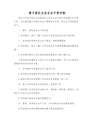 管子班队长安全生产责任制