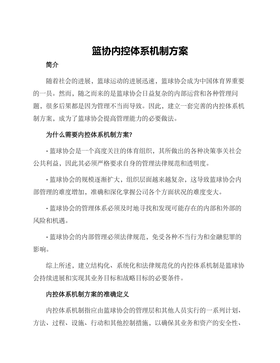 篮协内控体系机制方案_第1页