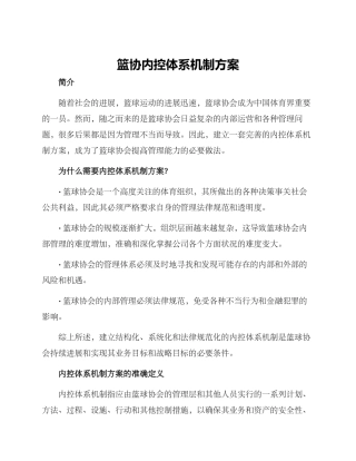 篮协内控体系机制方案