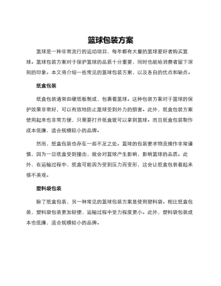 篮球包装方案
