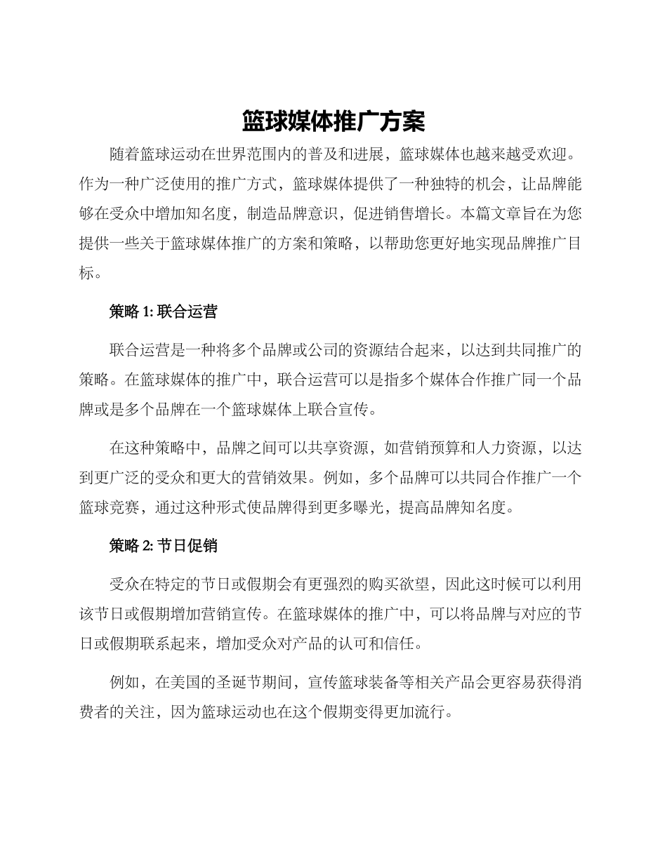 篮球媒体推广方案_第1页