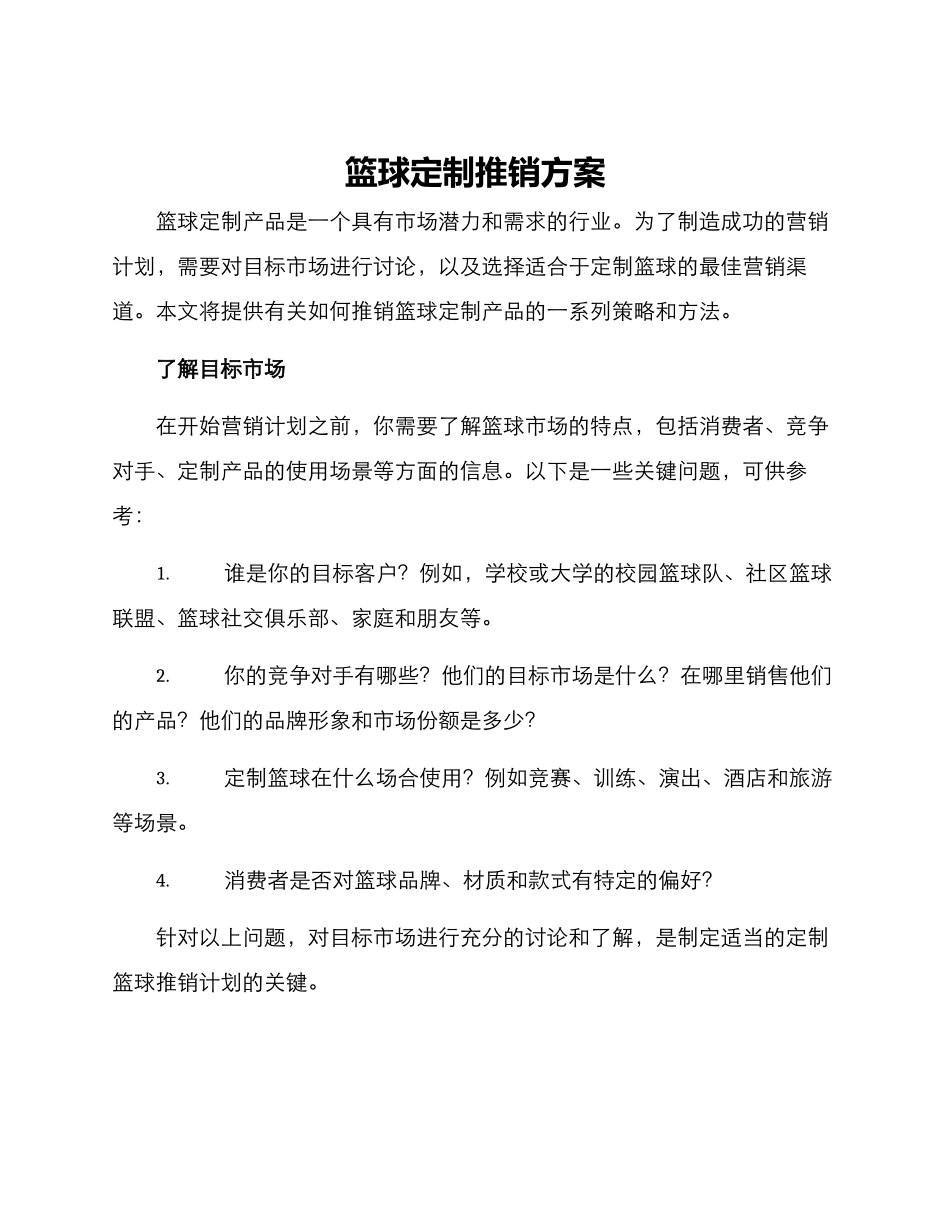 篮球定制推销方案_第1页
