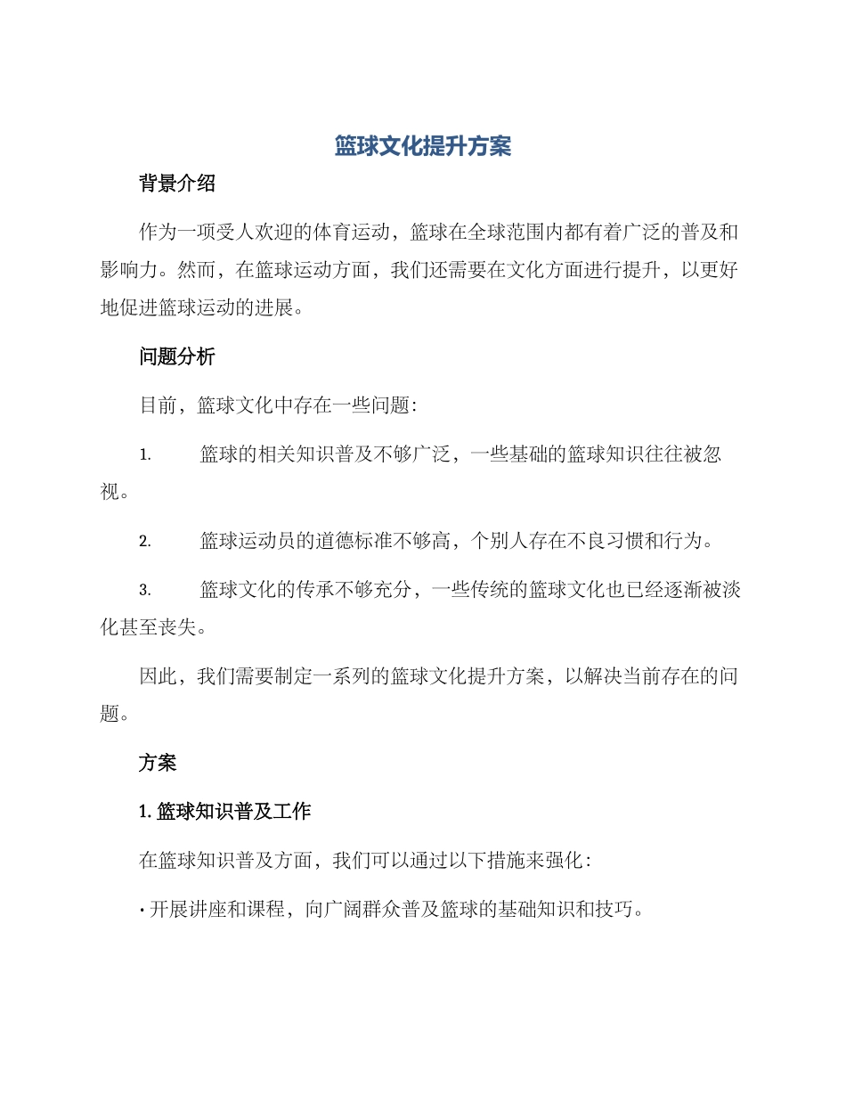 篮球文化提升方案_第1页