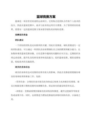 篮球比赛方案