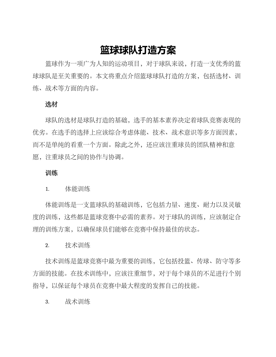 篮球球队打造方案_第1页
