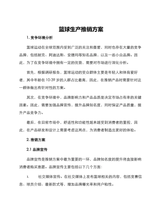 篮球生产推销方案