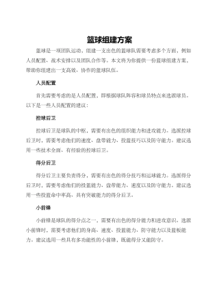篮球组建方案