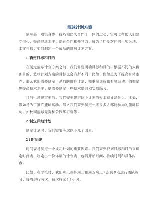 篮球计划方案