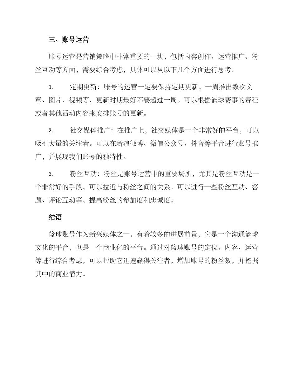 篮球账号运营策划方案_第3页
