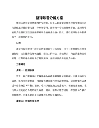 篮球账号分析方案