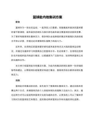 篮球赴内地集训方案