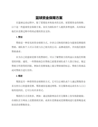 篮球资金保障方案