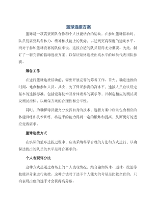 篮球选拔方案