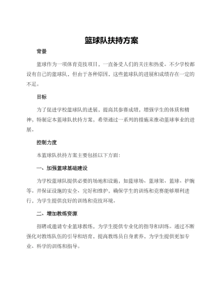 篮球队扶持方案